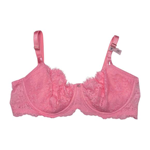 Victoria's Secret Wicked Unlined Lace Balconette Bra Pink Hope Size 38D - Picture 1 of 3